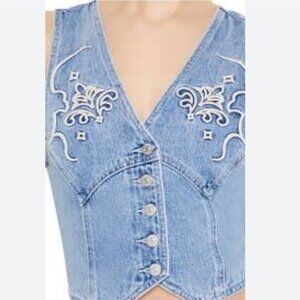 Embroidered denim vest-XS-NWT!